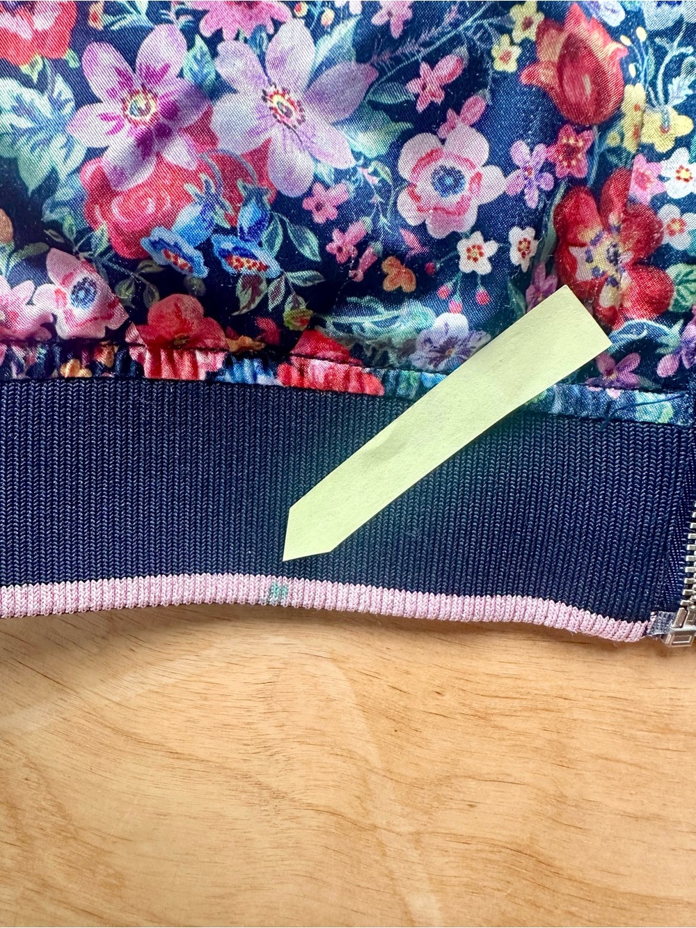 Natalie Lété x H&M Floral Satin Bomber Jacket Girls 8-9Y Navy Zip Pockets - Picture 6 of 12